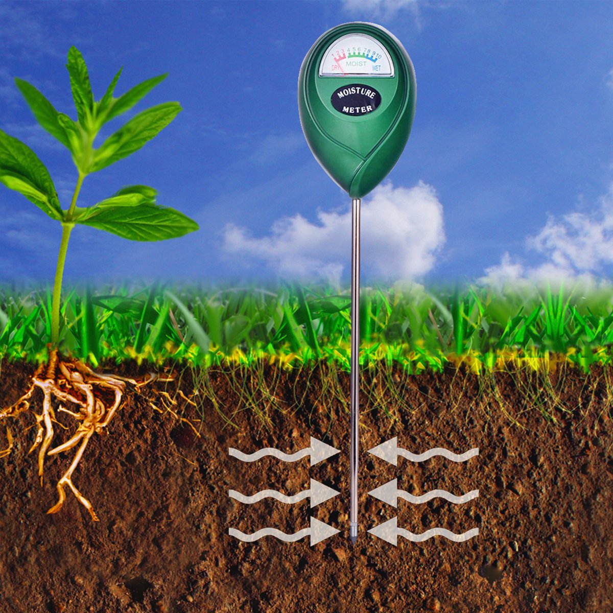 Soil sensor meter water gardening moisture monitor light tester ph garden batteries farming pot label indoor plus outdoor great deals
