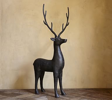 Hirsch reindeer dekofigur silber rentier figur metall dekoration statue brillibrum stag weihnachtsdekoration festtage skulptur stehend liegend reh